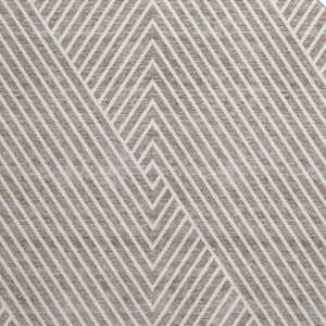 HomeRoots 8' Taupe and Ivory Geometric Round Washable Rug with UV Protection for Modern Home Style and Durability 674667