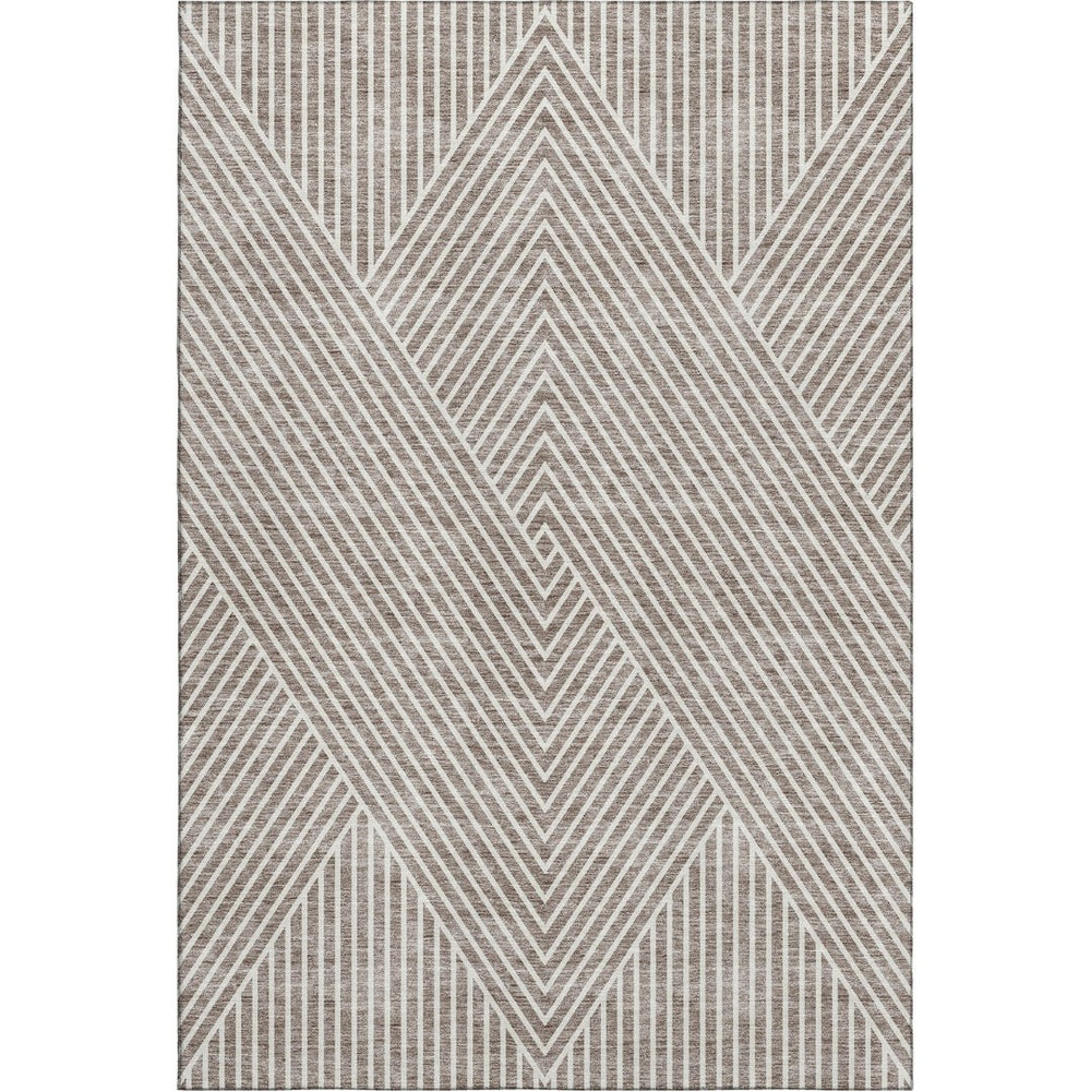 HomeRoots 8' X 10' Taupe and Ivory Geometric Area Rug - Washable, UV Protected, Perfect for High Traffic Spaces 674668