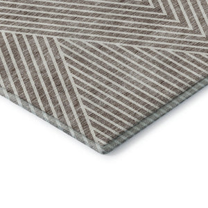 HomeRoots 8' X 10' Taupe and Ivory Geometric Area Rug - Washable, UV Protected, Perfect for High Traffic Spaces 674668