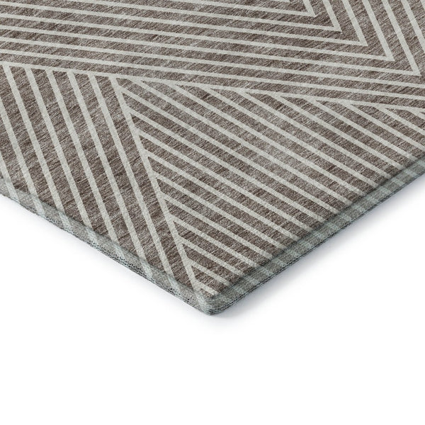 HomeRoots 8' X 10' Taupe and Ivory Geometric Area Rug - Washable, UV Protected, Perfect for High Traffic Spaces 674668