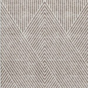 HomeRoots 8' X 10' Taupe and Ivory Geometric Area Rug - Washable, UV Protected, Perfect for High Traffic Spaces 674668