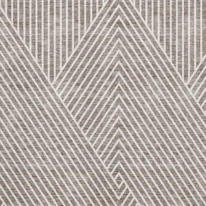 HomeRoots 9' X 12' Taupe and Ivory Geometric Area Rug - Washable, UV-Protected, Durable, Perfect for Busy Homes 674669