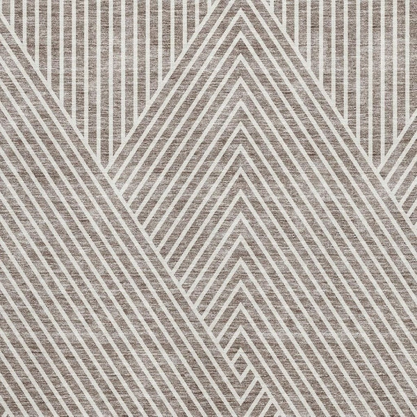 HomeRoots 9' X 12' Taupe and Ivory Geometric Area Rug - Washable, UV-Protected, Durable, Perfect for Busy Homes 674669