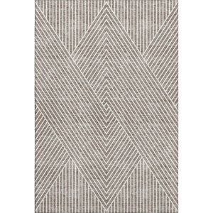 HomeRoots 10' X 14' Taupe and Ivory Geometric Area Rug - Durable, UV-Protected, Washable for Modern Spaces 674670