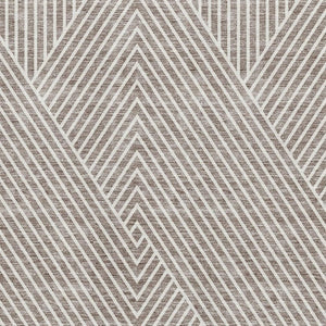 HomeRoots 10' X 14' Taupe and Ivory Geometric Area Rug - Durable, UV-Protected, Washable for Modern Spaces 674670