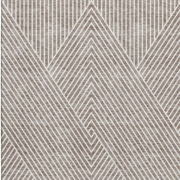 HomeRoots 10' X 14' Taupe and Ivory Geometric Area Rug - Durable, UV-Protected, Washable for Modern Spaces 674670