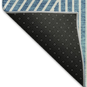 HomeRoots 5' X 8' Teal and Ivory Geometric Area Rug - Durable, Washable, UV-Protected for Modern Spaces 674672