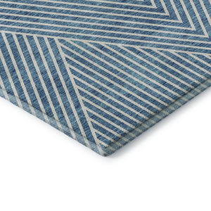 HomeRoots 5' X 8' Teal and Ivory Geometric Area Rug - Durable, Washable, UV-Protected for Modern Spaces 674672