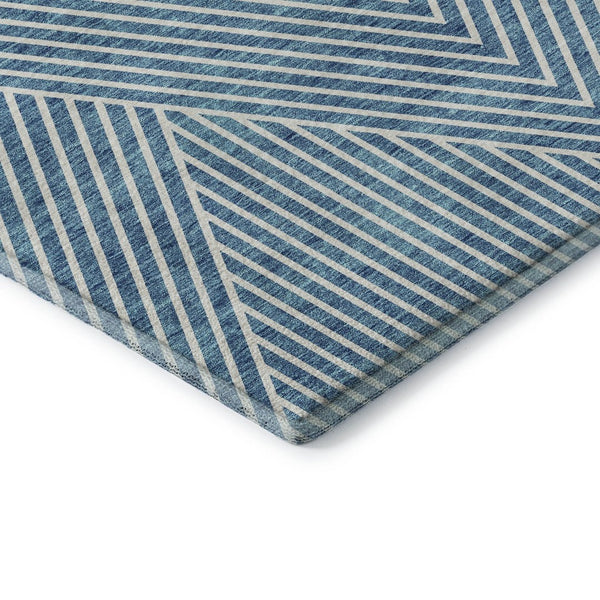 HomeRoots 5' X 8' Teal and Ivory Geometric Area Rug - Durable, Washable, UV-Protected for Modern Spaces 674672