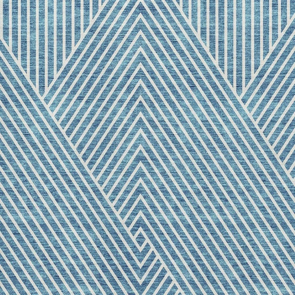 HomeRoots 5' X 8' Teal and Ivory Geometric Area Rug - Durable, Washable, UV-Protected for Modern Spaces 674672