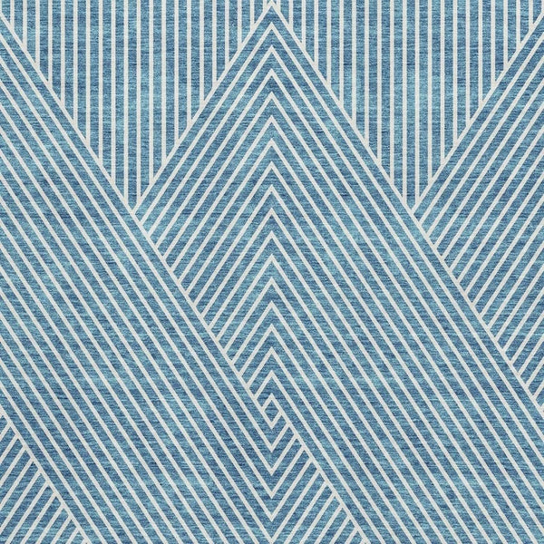 HomeRoots 5' X 8' Teal and Ivory Geometric Area Rug - Durable, Washable, UV-Protected for Modern Spaces 674672