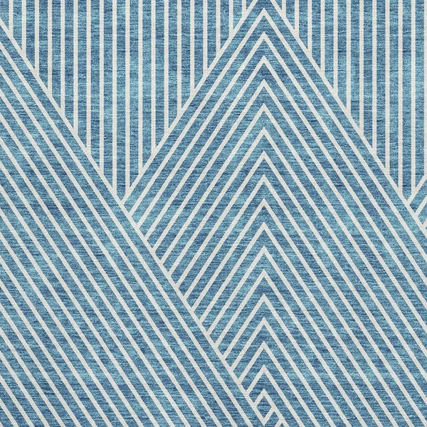 HomeRoots 8' X 10' Teal and Ivory Geometric Washable Area Rug - Durable, Stylish, UV-Protected for High-Traffic Homes 674674