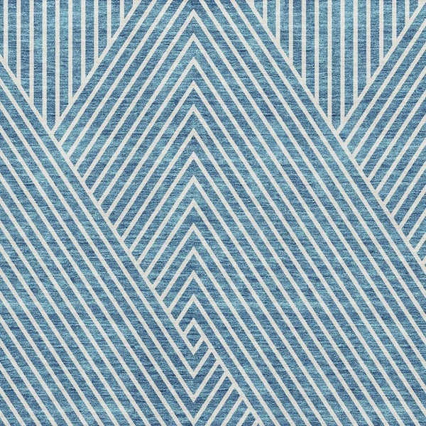 HomeRoots 9' X 12' Teal & Ivory Geometric Area Rug - Washable, UV-Protected, Stain-Resistant, Stylish Design 674675