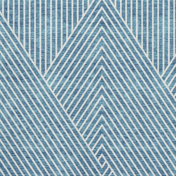 HomeRoots 10' X 14' Teal and Ivory Geometric Area Rug - Durable, Washable, UV Protected, Perfect for Modern Spaces 674676