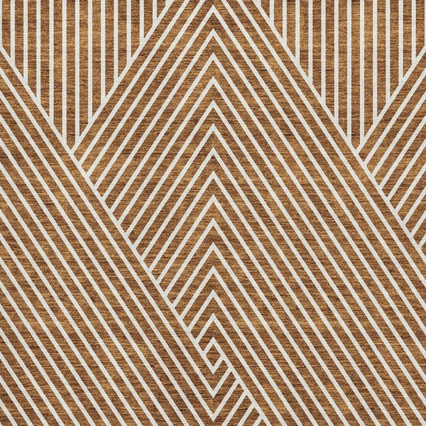 HomeRoots 5' x 8' Terra Cotta Geometric Area Rug - Durable, Washable with UV Protection for Modern Homes 674678