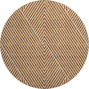 HomeRoots 8' Terra Cotta Geometric Round Rug - Washable, UV Protected, Stain Resistant for High-Traffic Areas 674679