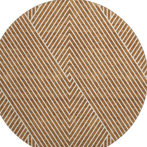 HomeRoots 8' Terra Cotta Geometric Round Rug - Washable, UV Protected, Stain Resistant for High-Traffic Areas 674679