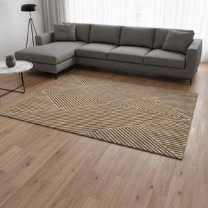 HomeRoots 9' X 12' Stylish Terra Cotta & Ivory Geometric Area Rug - Washable, UV-Protected & Family-Friendly! 674681