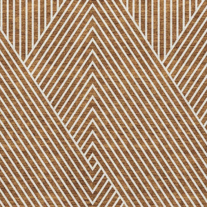 HomeRoots 9' X 12' Stylish Terra Cotta & Ivory Geometric Area Rug - Washable, UV-Protected & Family-Friendly! 674681