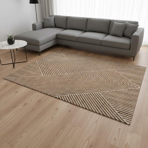 HomeRoots 10' X 14' Stylish Terra Cotta & Ivory Geometric Area Rug - Washable, UV-Protected for Family Homes 674682