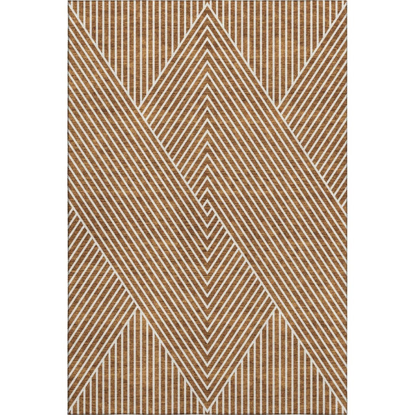 HomeRoots 10' X 14' Stylish Terra Cotta & Ivory Geometric Area Rug - Washable, UV-Protected for Family Homes 674682