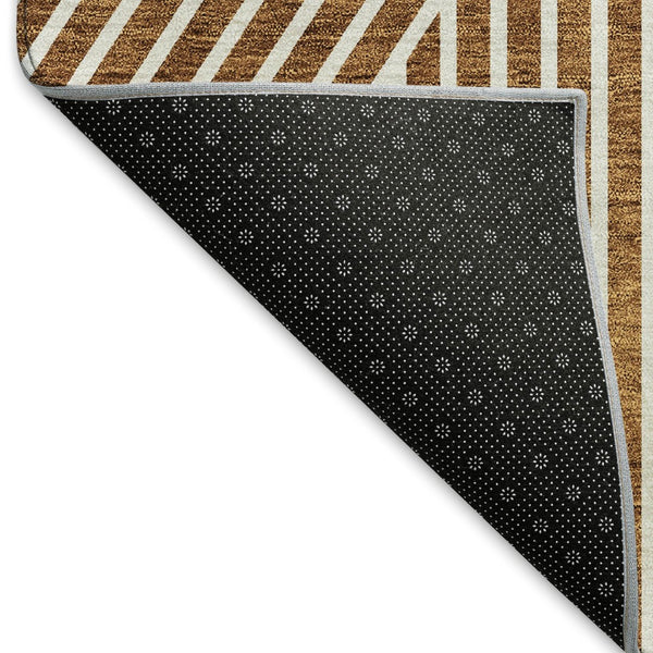 HomeRoots 10' X 14' Stylish Terra Cotta & Ivory Geometric Area Rug - Washable, UV-Protected for Family Homes 674682