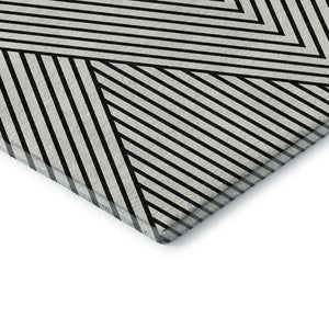 HomeRoots 5' X 8' Modern White and Black Geometric Area Rug - Washable, UV Protected, Stain Resistant Design 674684