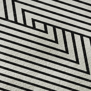 HomeRoots 5' X 8' Modern White and Black Geometric Area Rug - Washable, UV Protected, Stain Resistant Design 674684