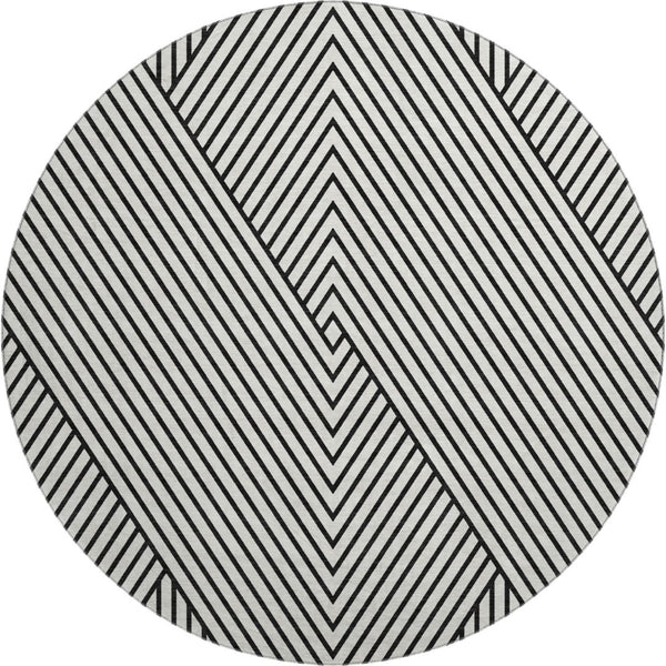 HomeRoots 8' Stylish Geometric Washable Round Rug with UV Protection - Perfect for Modern Homes & Outdoor Spaces 674685