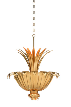 Wildwood Foglia Gold Leaf Pendant Light — Layered Leaf Design For Soft Ambient Glow In Entryways & Nooks 34.5h x 26.5w x 26.5d 67469