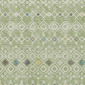 HomeRoots 5' X 8' Durable Southwestern Area Rug in Artichoke Green, Ivory & Teal - Washable & UV Protected! 674690