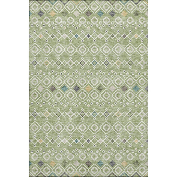 HomeRoots 8' X 10' Artichoke Green Ivory Teal Southwestern Area Rug - Durable, Washable & UV Protected Design 674692