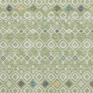 HomeRoots 8' X 10' Artichoke Green Ivory Teal Southwestern Area Rug - Durable, Washable & UV Protected Design 674692