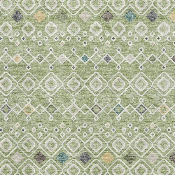 HomeRoots 8' X 10' Artichoke Green Ivory Teal Southwestern Area Rug - Durable, Washable & UV Protected Design 674692