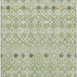 HomeRoots 8' X 10' Artichoke Green Ivory Teal Southwestern Area Rug - Durable, Washable & UV Protected Design 674692