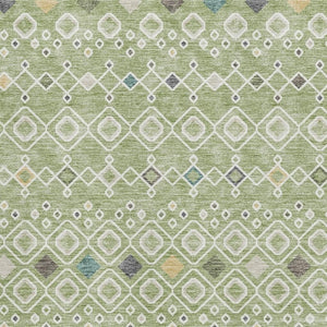HomeRoots 9' X 12' Southwestern Area Rug in Artichoke Green, Ivory & Teal – Durable, Washable & UV Protected! 674693