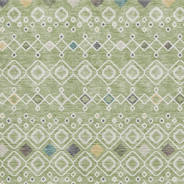 HomeRoots 9' X 12' Southwestern Area Rug in Artichoke Green, Ivory & Teal – Durable, Washable & UV Protected! 674693