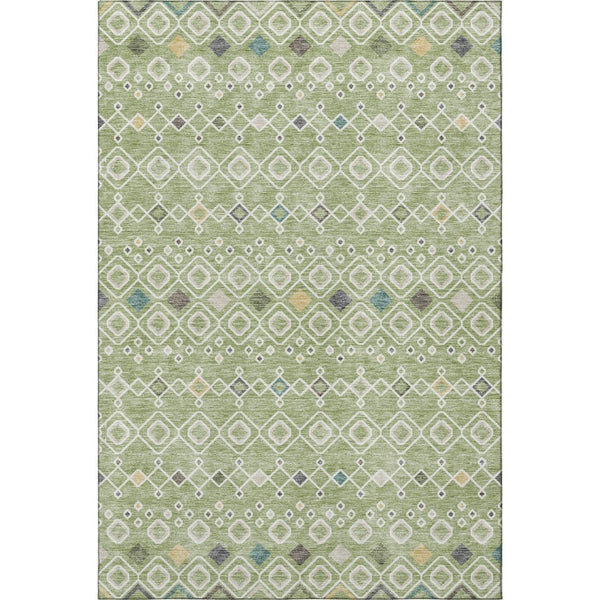 HomeRoots 10' X 14' Artichoke Green Southwestern Washable Area Rug - Stylish, Durable, UV Protected for Homes 674694