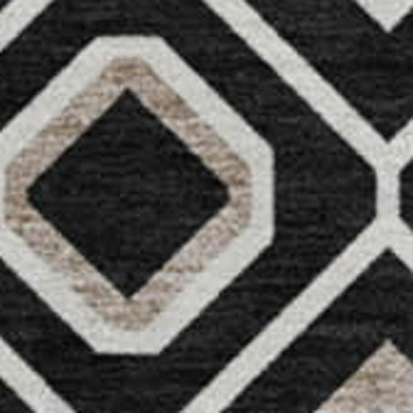HomeRoots 8' Black Ivory & Gold Southwestern Washable Round Rug - Durable, UV-Protected, Stylish & Functional 674697