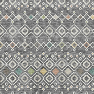 HomeRoots 5' X 8' Gray Ivory and Gold Southwestern Area Rug – Washable, UV-Protected, Durable for Homes & Kids 674702