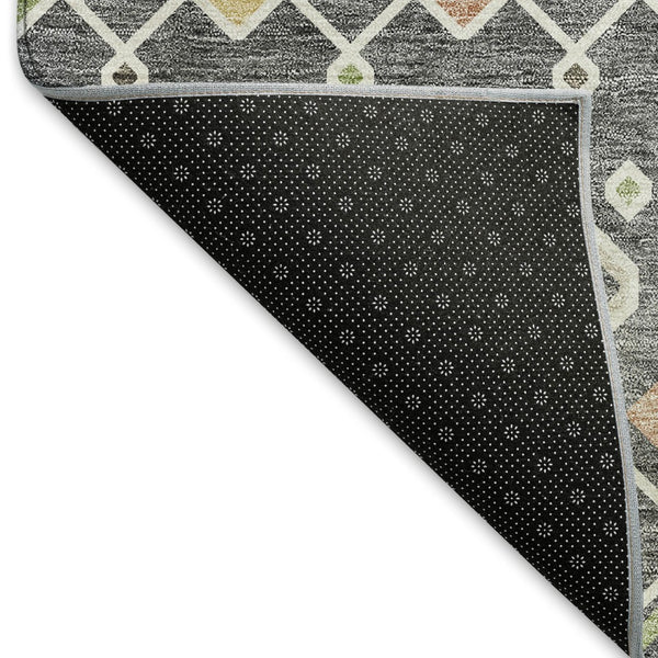 HomeRoots 8' Gray Ivory Gold Southwestern Round Rug - Washable, UV-Protected, Durable for Family & Pets 674703