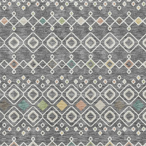 HomeRoots 8' X 10' Southwestern Gray Ivory Gold Area Rug – Washable, UV-Protected, Stain-Resistant Design 674704