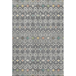 HomeRoots 9' X 12' Gray Ivory Gold Southwestern Style Washable Area Rug with Stain Resistance & UV Protection 674705