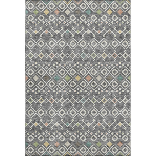 HomeRoots 9' X 12' Gray Ivory Gold Southwestern Style Washable Area Rug with Stain Resistance & UV Protection 674705