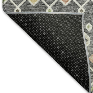 HomeRoots 9' X 12' Gray Ivory Gold Southwestern Style Washable Area Rug with Stain Resistance & UV Protection 674705