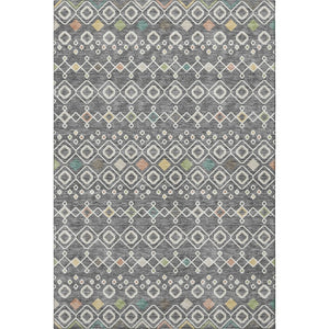 HomeRoots 9' X 12' Gray Ivory Gold Southwestern Style Washable Area Rug with Stain Resistance & UV Protection 674705