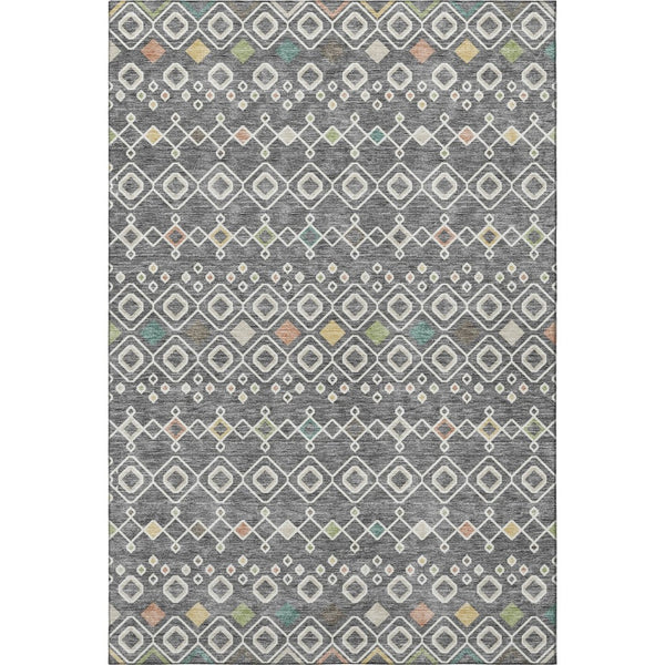 HomeRoots 9' X 12' Gray Ivory Gold Southwestern Style Washable Area Rug with Stain Resistance & UV Protection 674705
