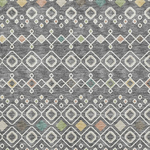 HomeRoots 10' X 14' Gray Ivory Gold Southwestern Washable Area Rug - UV Protected, Durable, Pet-Friendly Design 674706