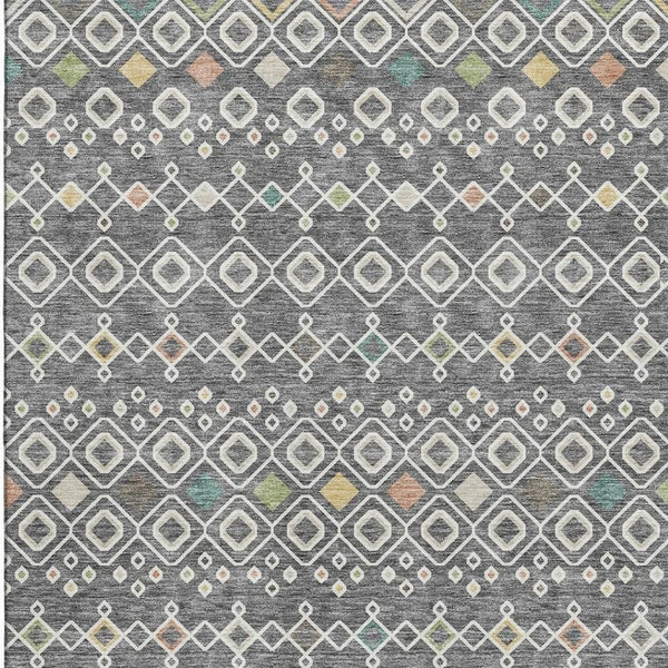 HomeRoots 10' X 14' Gray Ivory Gold Southwestern Washable Area Rug - UV Protected, Durable, Pet-Friendly Design 674706