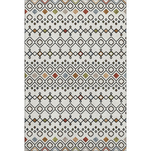 HomeRoots 5' X 8' Southwestern Washable Area Rug - Ivory, Red & Green, UV-Protected, Stain-Resistant Design 674708